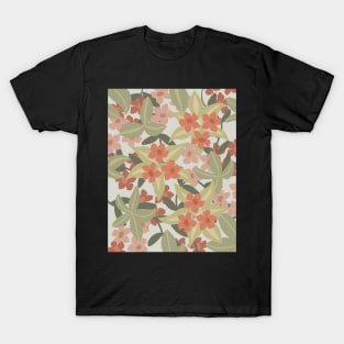 red & pink flower pattern T-Shirt